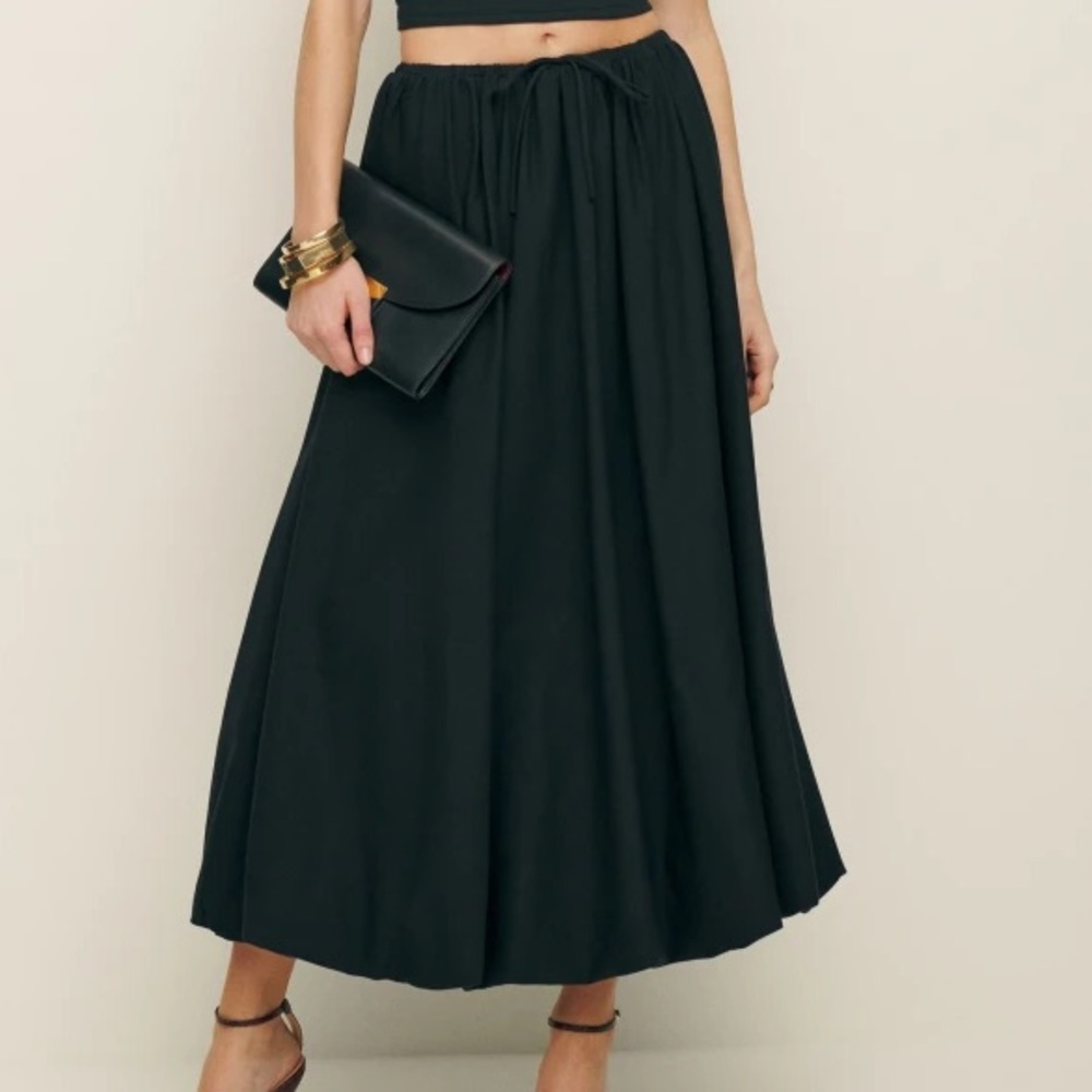 Reformation Black Midi Skirt